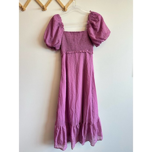NEW ASTR The Label Rocco Dress Orchid Fuchsia Cottage Ruffle Puff Sleeve Size XS - Picture 12 of 16